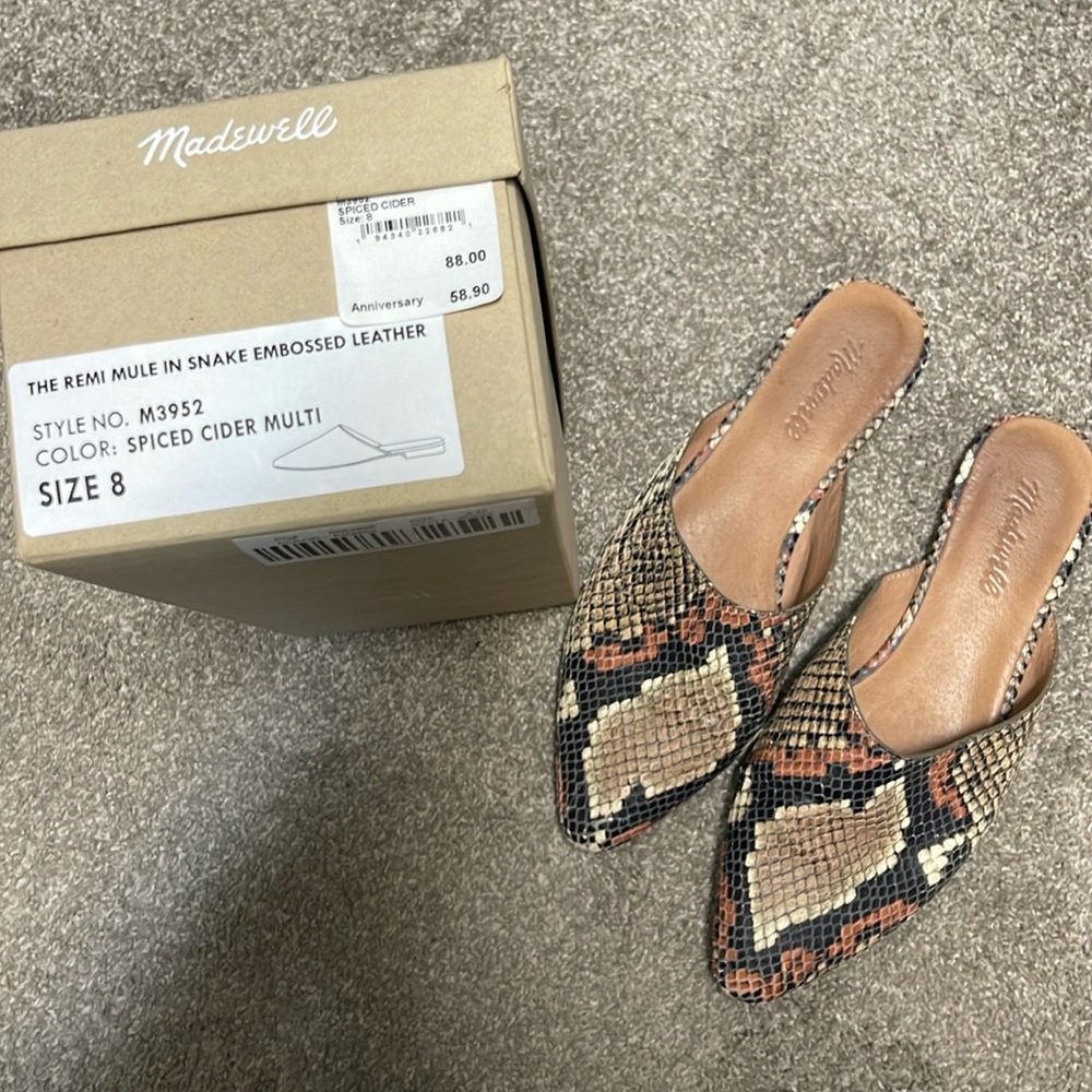 Madewell Remi Mule Snake Print in Spiced Cider Multi
